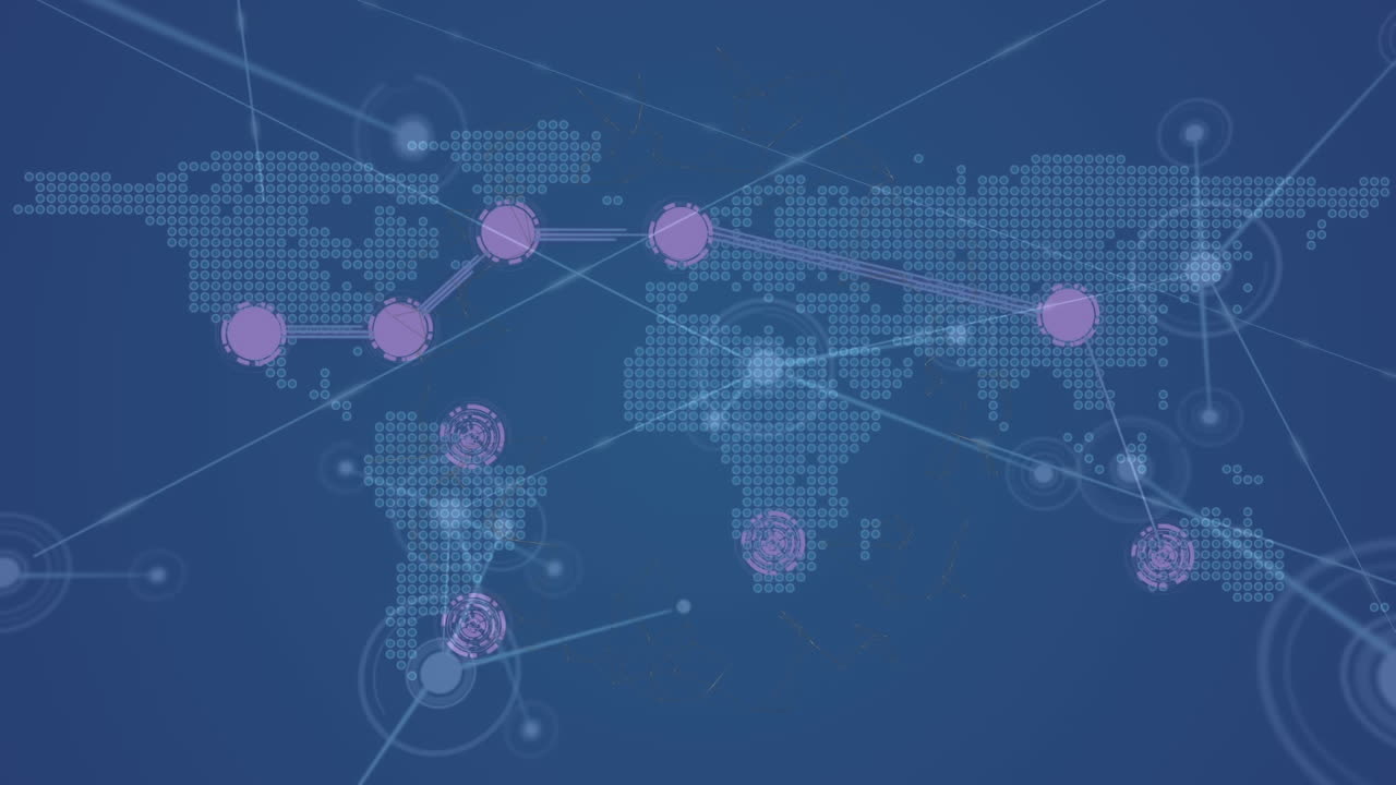 파란색 배경에 있는 사람들과의 연결 네트워크 아이콘의 애니메이션