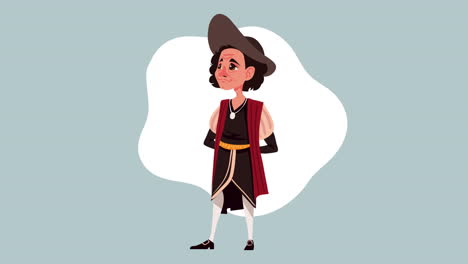 cristóbal colón de pie animación de personajes