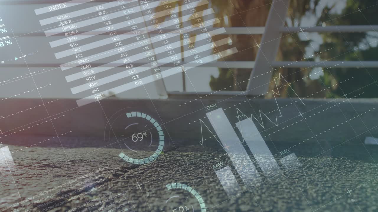 Runner's shoe pressing concrete surface and updating performance HUD during fitness tech demo