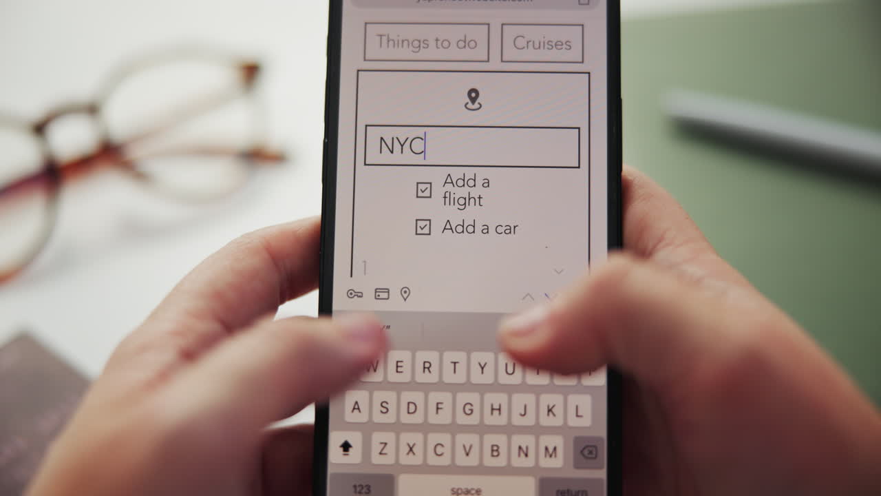 Planning a trip on a mobile app