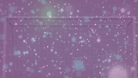 animation of glowing pink, blue and yellow light spots advancing on pink background