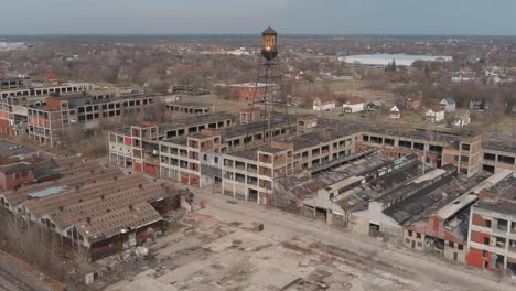 aerial view of the dilapidated packard automotive plant in detroit, michigan