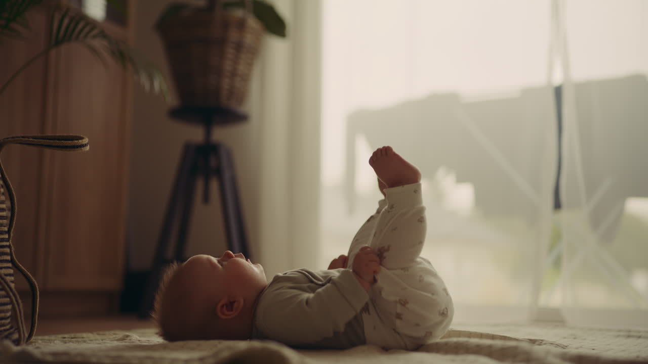 Baby playing on the floor