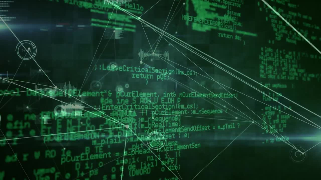 animación de la red de conexiones y datos diversos en el espacio digital