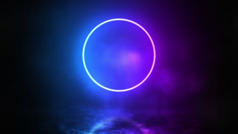 neon circle portal, bright cosmic background, seamless loop video