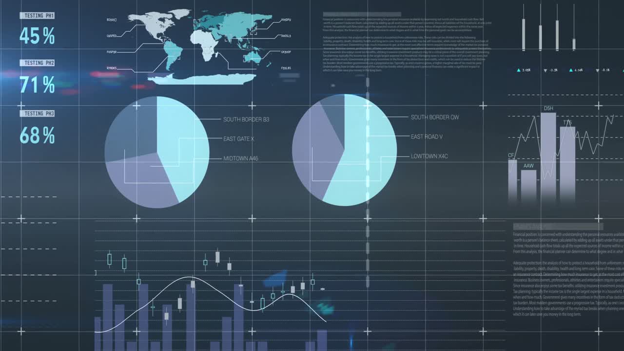 Digital composite of financial charts 4k