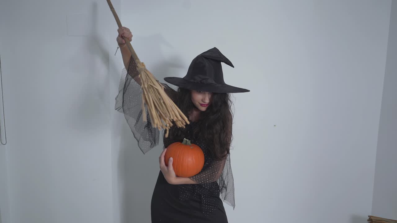 Witch Costume with Broom and Pumpkin