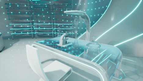 a futuristic laboratory with modern equipment