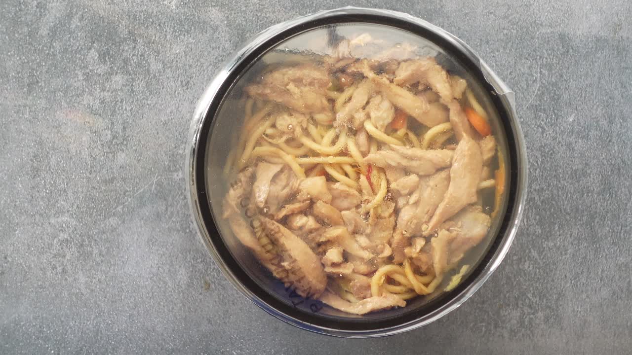 Chicken Noodle Stir-fry in a Disposable Container