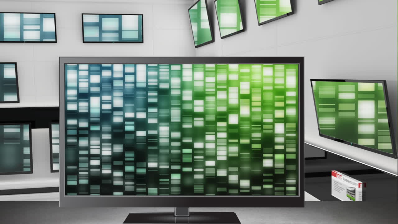 전자 제품 가게 에서 텔레비전 을 전시 하고 있다