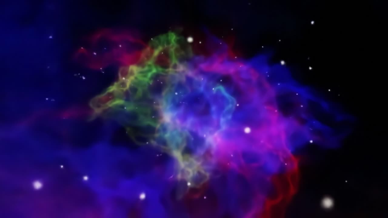 A Beautiful Cosmic Nebula: An Ethereal Display of Colorful Gas and Dust in the Depths of Space, Merging Greens, Blues, and Purples to Create a Stunning Visual Phenomenon