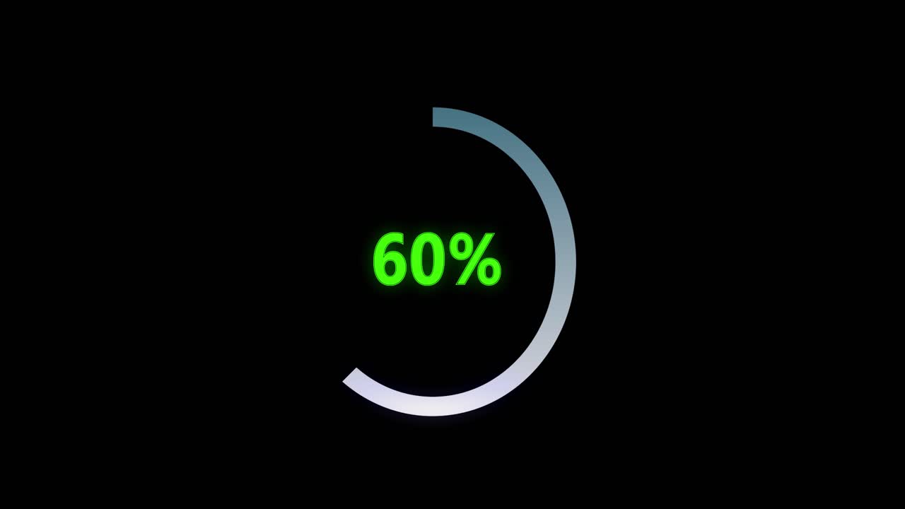 Circular percentage progress bar on transparent background