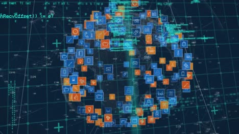 Mikroprozessorverbindungen-über-Den-Globus-Digitaler-Symbole-Und-Datenverarbeitung-Auf-Blauem-Hintergrund