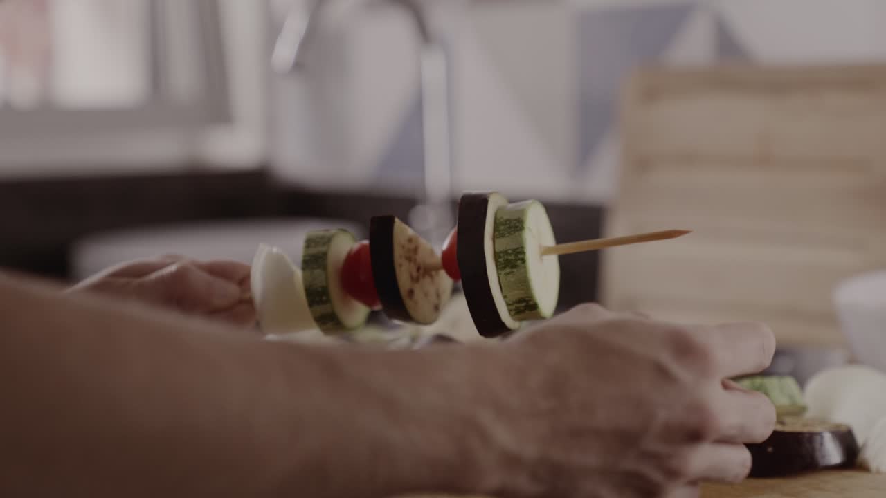 Preparing Vegetable Skewers