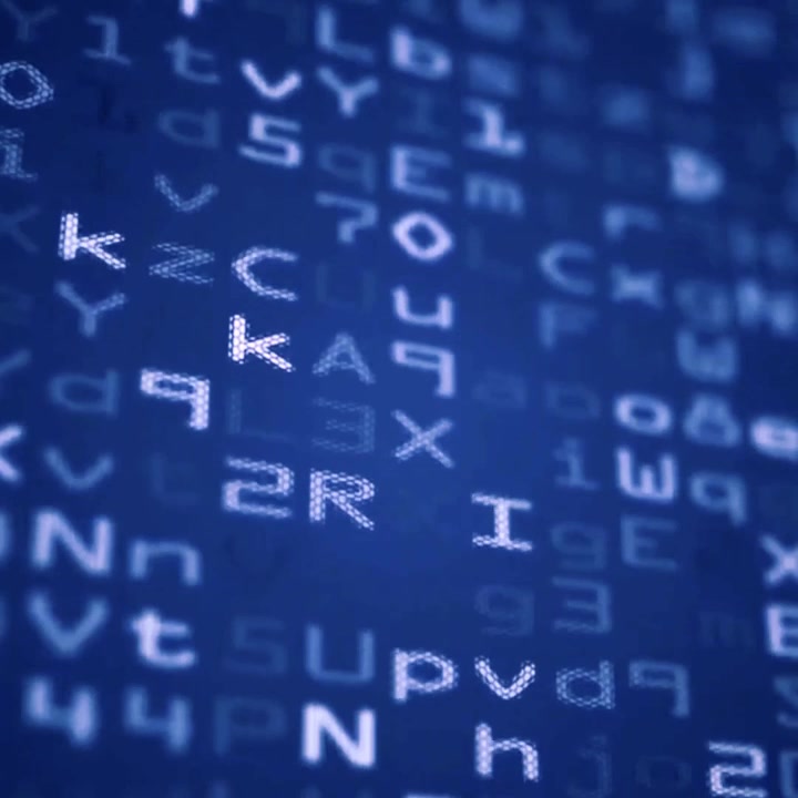 Scrolling Digital Data and Code on a Blue Screen