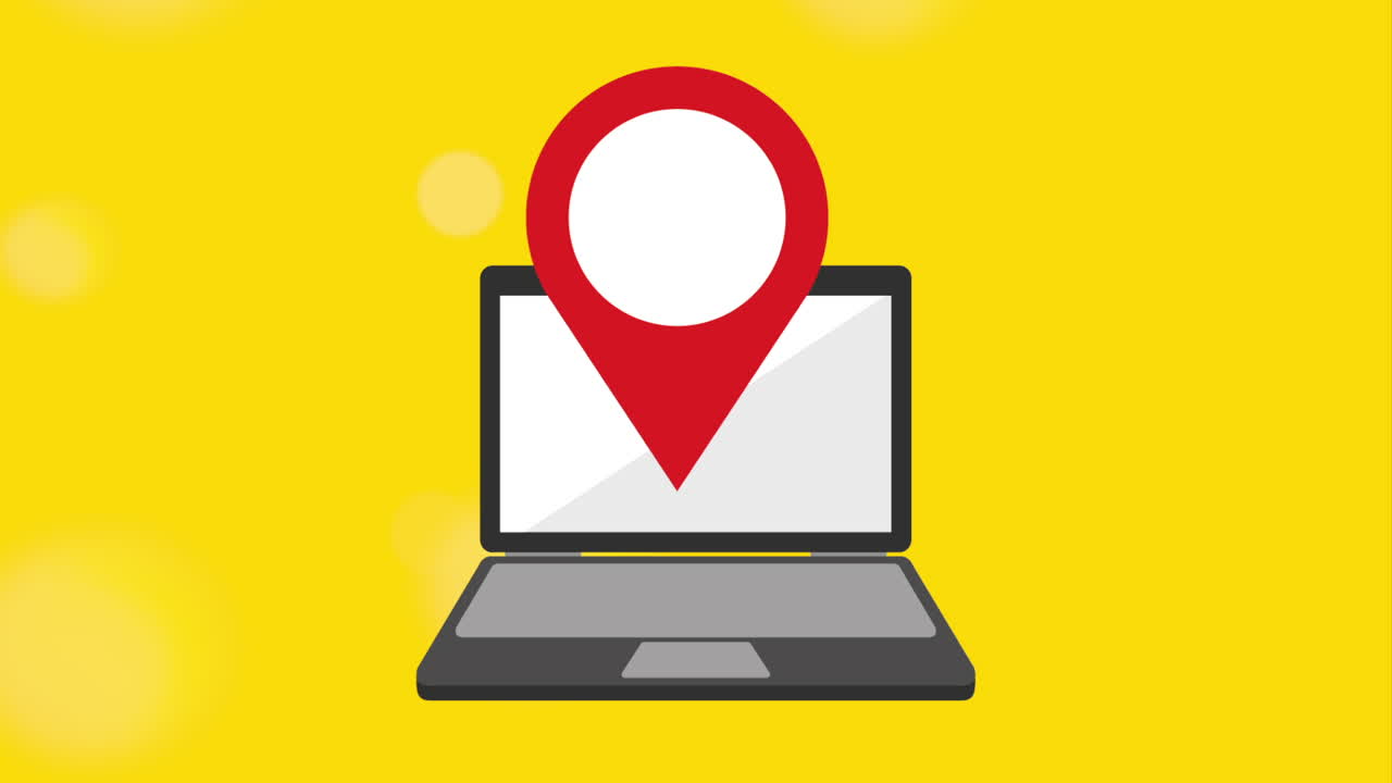 portátil con marcador de ubicación