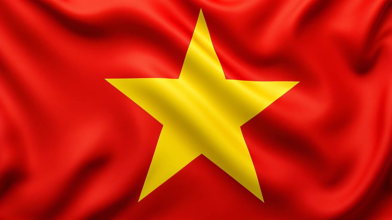 Primer plano de la bandera de Vietnam ondeando