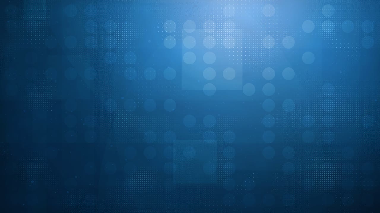 loopable abstract blue digital background with dots grid and slow motion shapes and circles