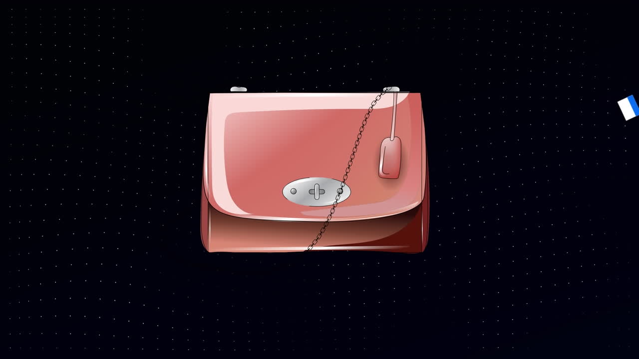 Animazione di borsa rossa su sfondo blu in movimento