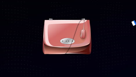 파란색 움직이는 배경 위에  ⁇ 은 가방의 애니메이션