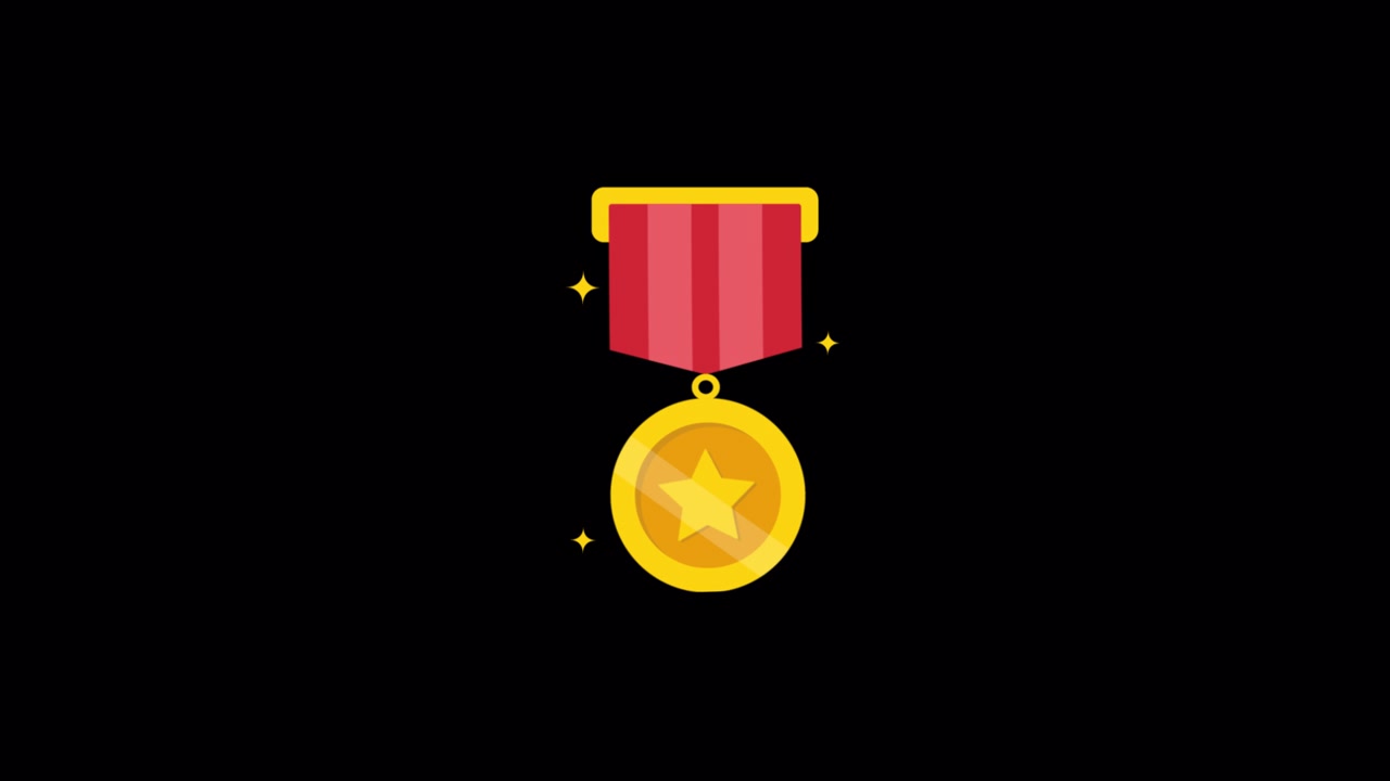 Animated Gold Medal Award with Red Ribbon