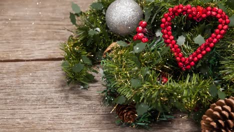 falling snow with christmas decorations