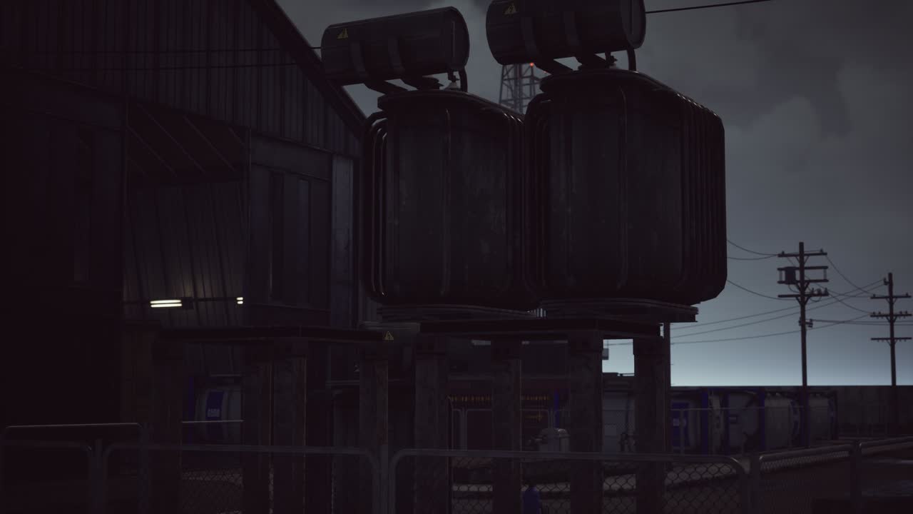 промышленная зона в темно-облачную погоду