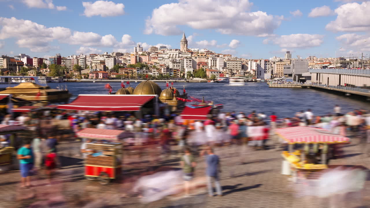 Istanbul Galata Tower and Waterfront Scene