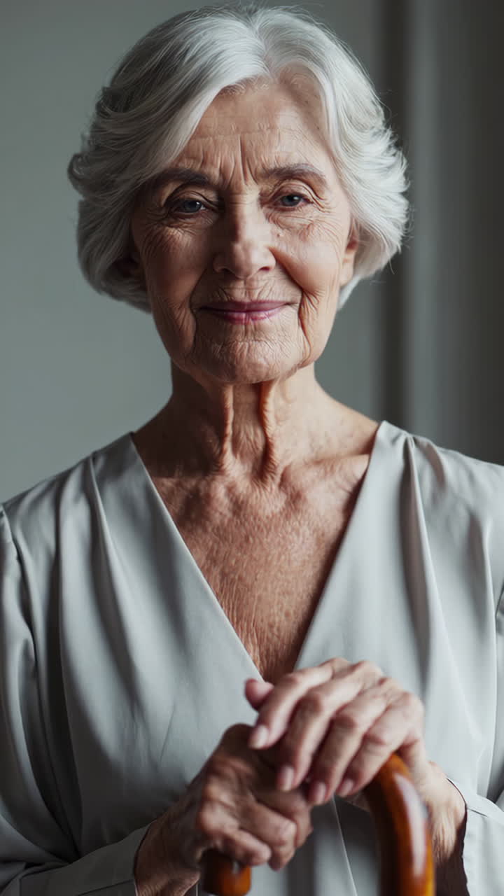 Retrato de uma mulher idosa sorridente