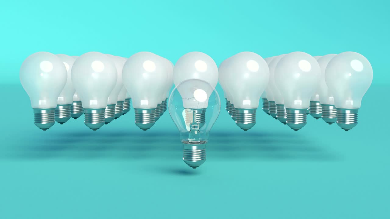 выдающаяся лампочка минимальная идея концепция яркий свет способен к петле беспрепятственно 4k