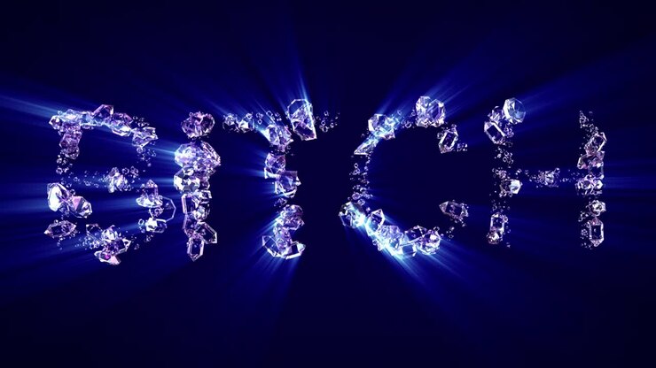 cagna - testo di diamanti con raggi di luce, isolato - video loop