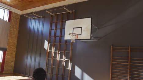 african american male basketball player practicing shooting with ball