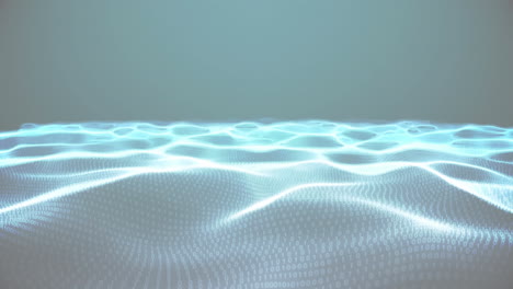 animation of undulating topographical chart with blue and white light, on grey