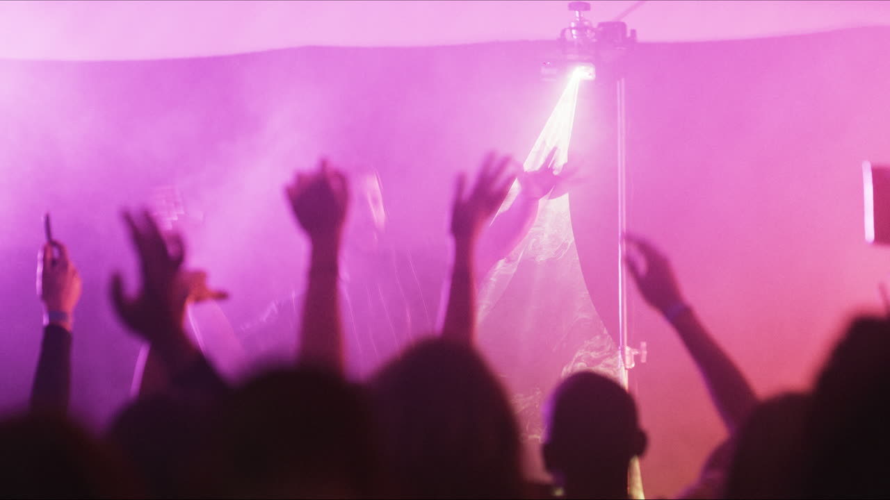 Folla a un concerto con luci laser