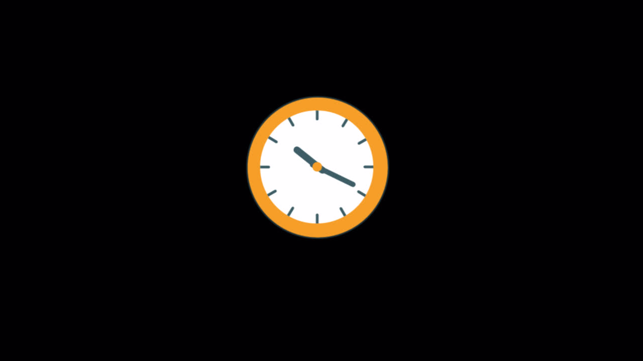 Animated Clock Hands Moving Quickly on Black Background