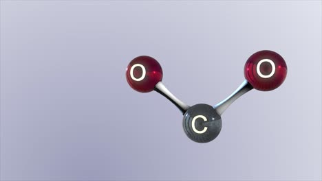 Hochwertiges-CGI-Rendering-Eines-Wissenschaftlichen-Molekularen-Modells-Eines-Kohlendioxidmoleküls,-Mit-Platz-Auf-Der-Linken-Seite-Des-Bildschirms,-Um-Informationen-Oder-Daten-Hinzuzufügen