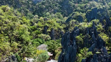 aerial shot of rocky island in el nido, palawan, philippines