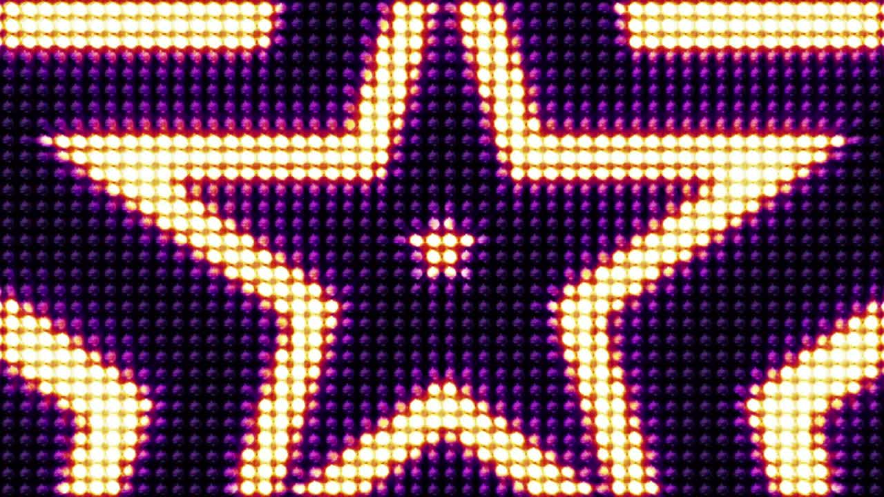 Sfondo con luci a bulbo a forma di stelle, loop, 4K