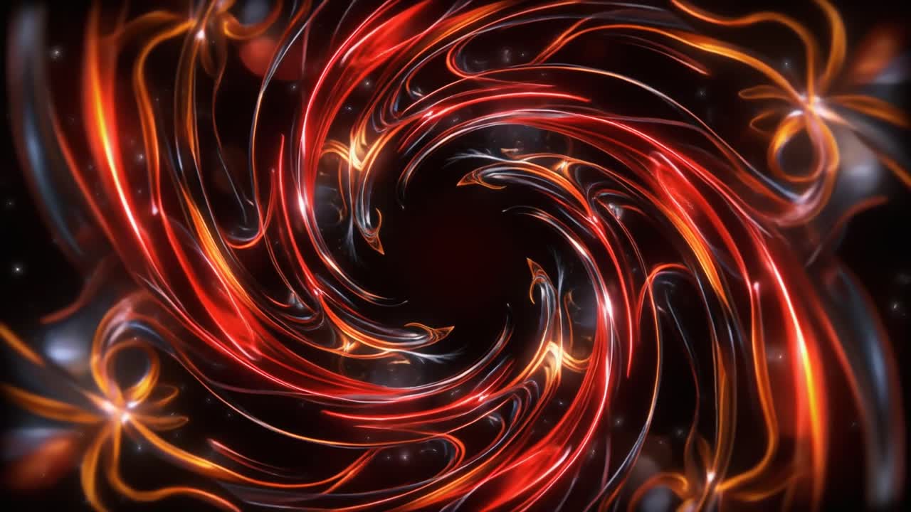 Spirale Astratta Dinamica di Linee Luminose Rosse e Arancioni