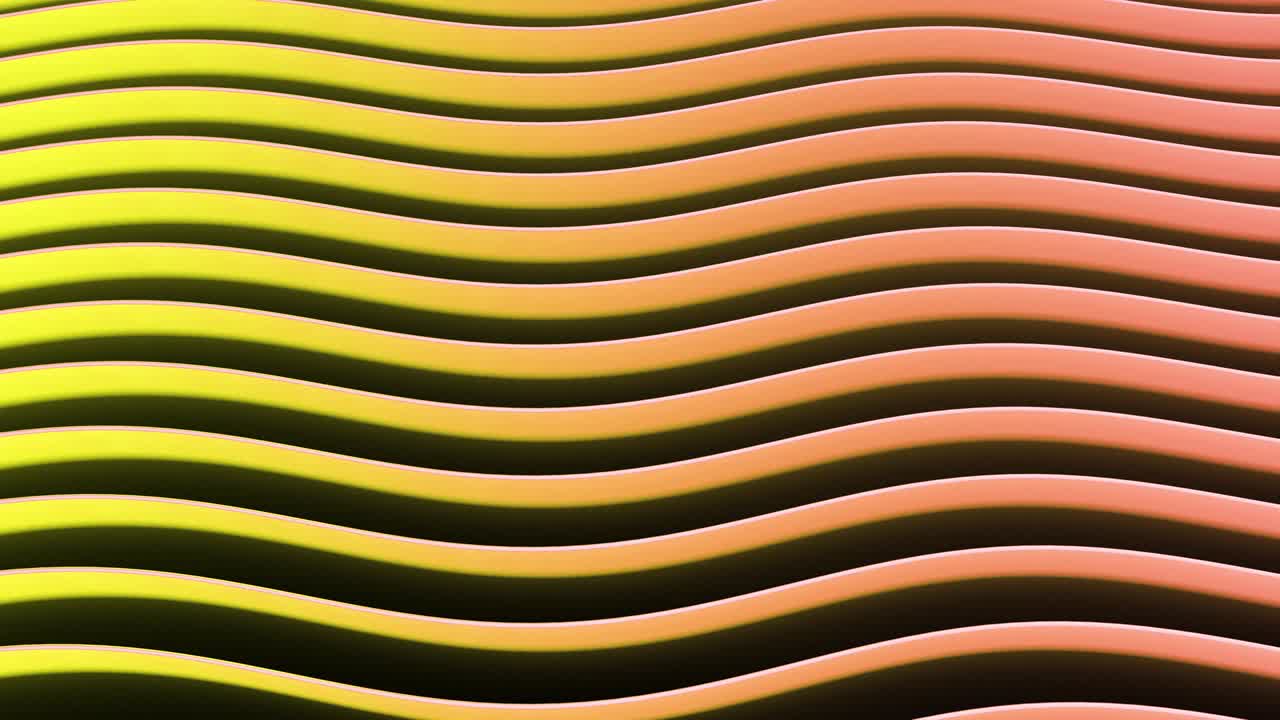 Abstract color horizontal waves 3d shapes set of different color animation. 4k looping footage.