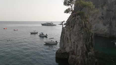 cliff jumping in slow motion