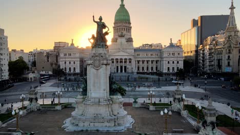 static view of the national congress and two congresses monument in buenos aires at dusk