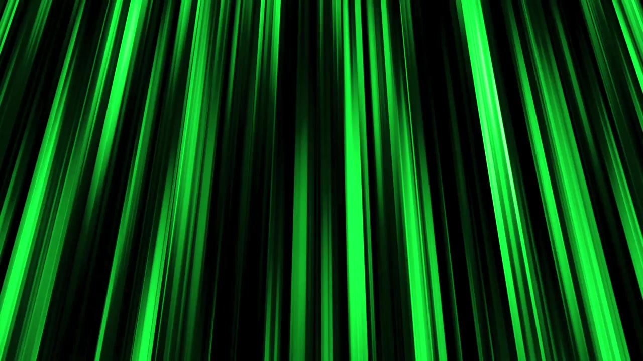 Video di linee di velocità verticali astratte verdi che si muovono rapidamente verso l'alto su sfondo nero.