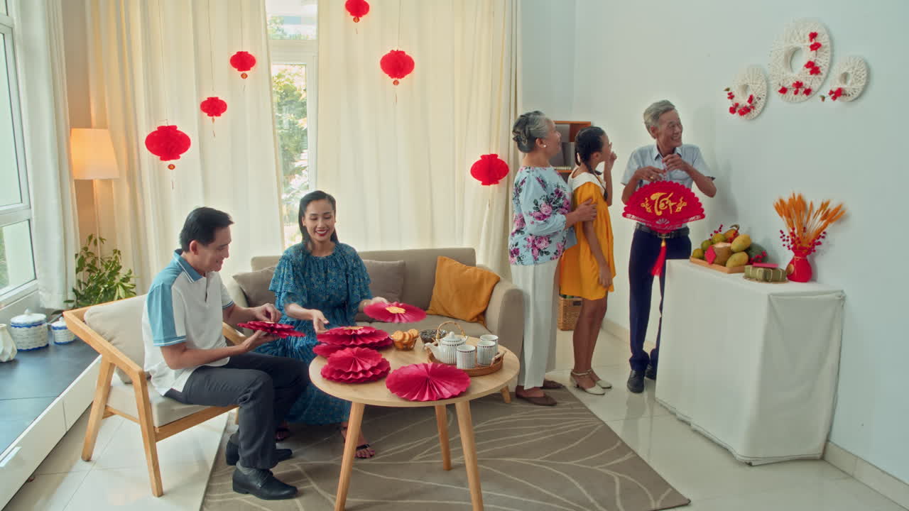 Big Family Gathering for Tet Celebration at Home