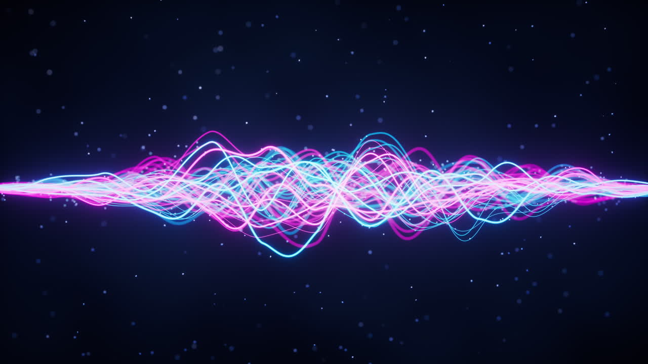 추상적인 파도 그라디엔트 곡선과 입자, 3d 렌더링