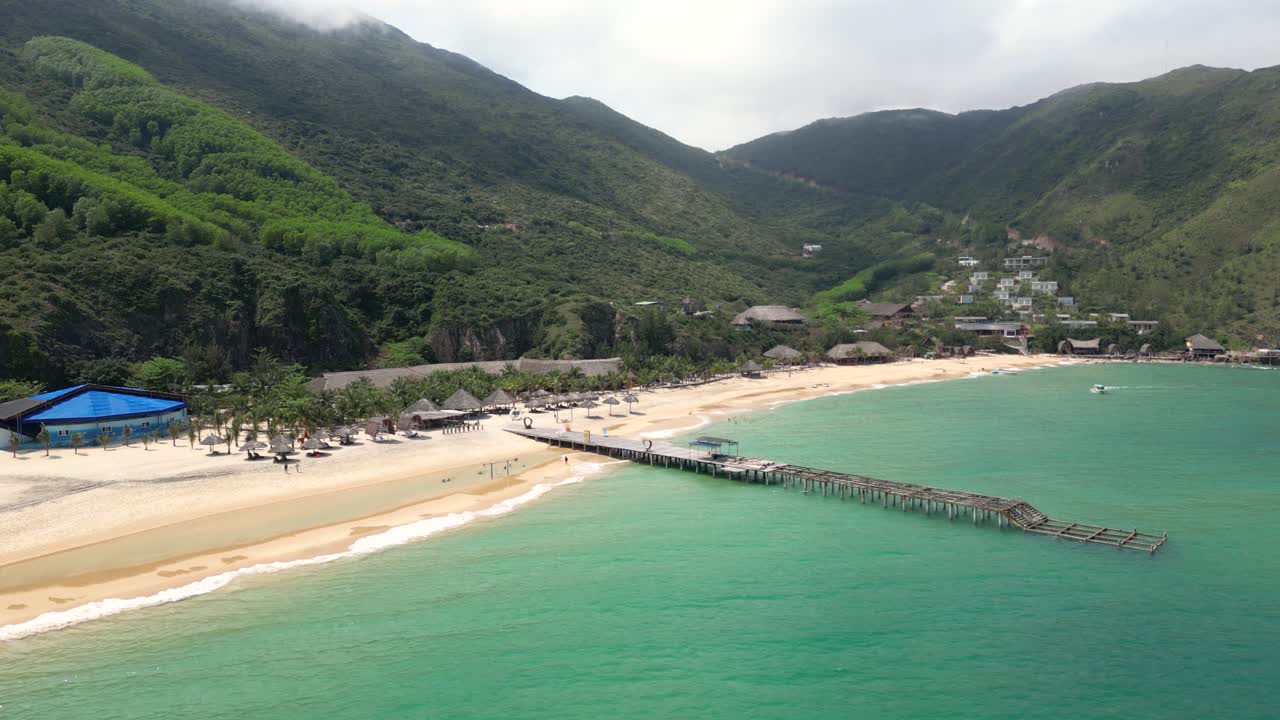 Famous Ky Co Beach near Quy Nhon in Vietnam on sunny day. Drone View