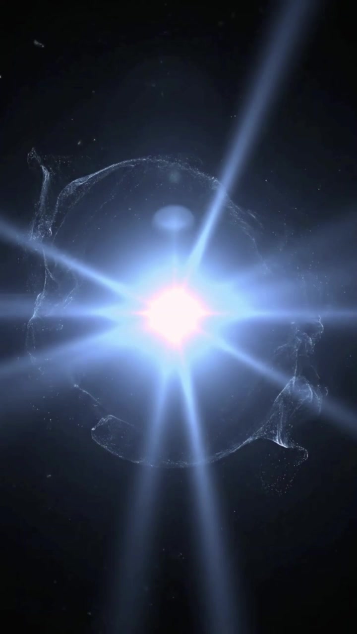 Anillo abstracto de partículas de luz brillante expandiéndose en el espacio oscuro