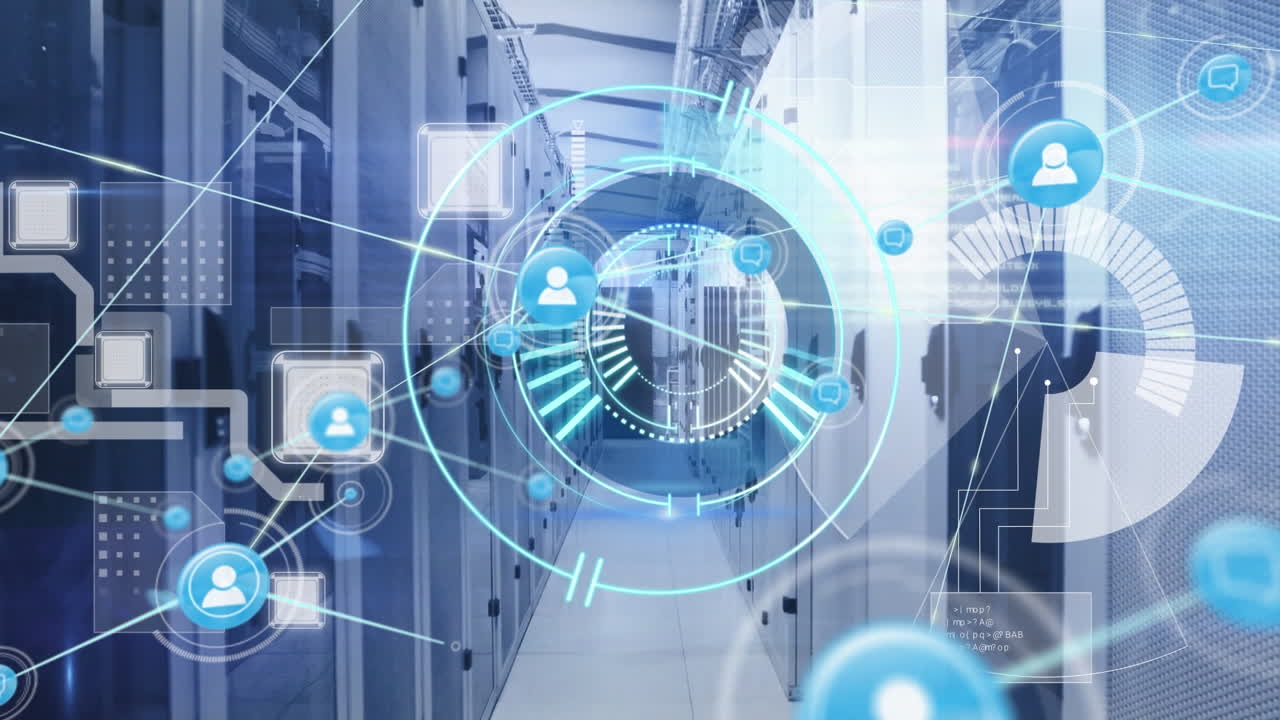 서버  ⁇ 을 통해 아이콘과 연결 네트워크의 애니메이션