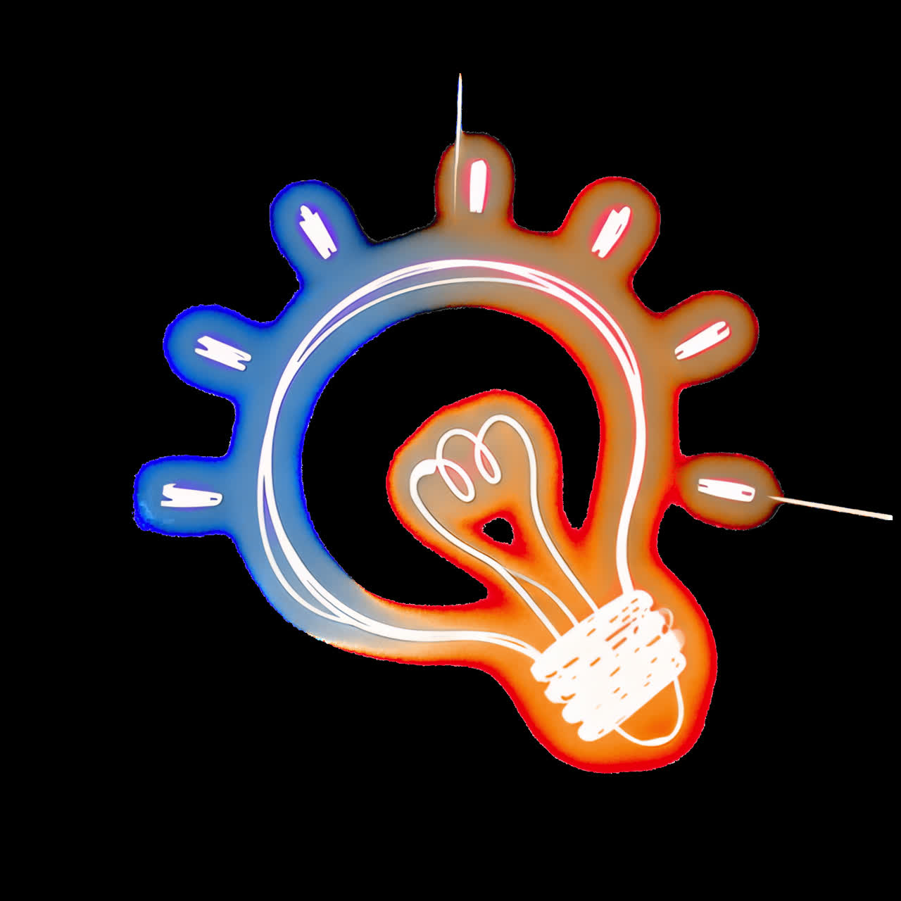 Animazione concetto di innovazione lampadina al neon, risorsa isolata, video 4K trasparente, canale alfa