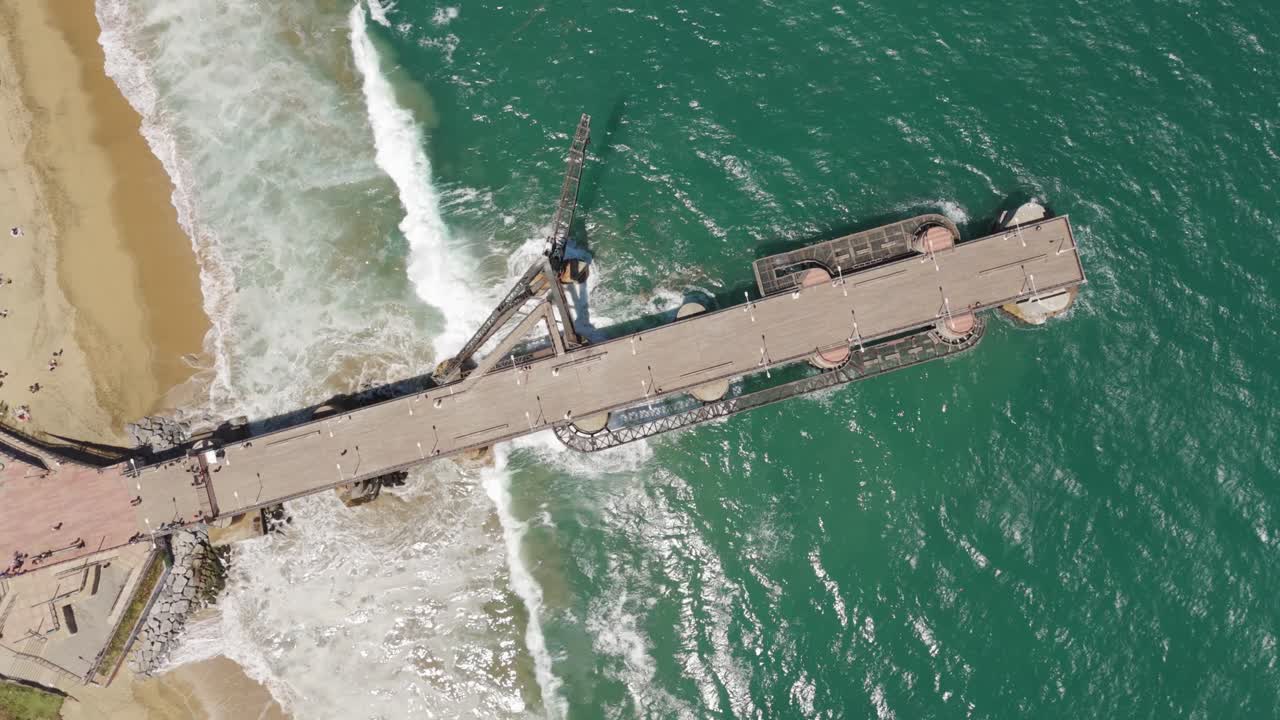 Aerial Birds Eye View Of Vergara Pier In Vina Del Mar
